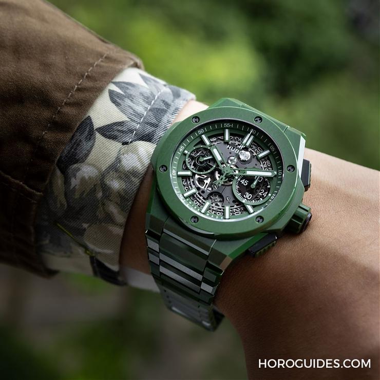 HUBLOT - 穿出正裝清爽感HUBLOT Big Bang Integrated彩色陶瓷鏈帶計時碼表