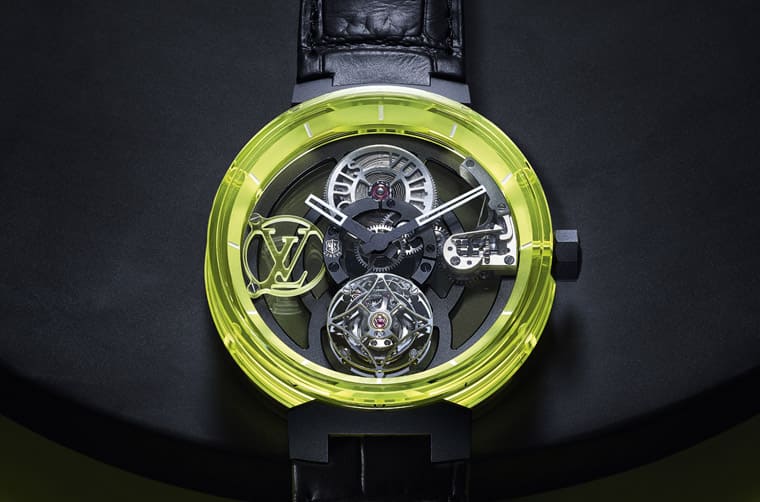路易威登Tambour Moon飛行陀飛輪日內瓦印記手表新增綠色與黃色藍寶石版本