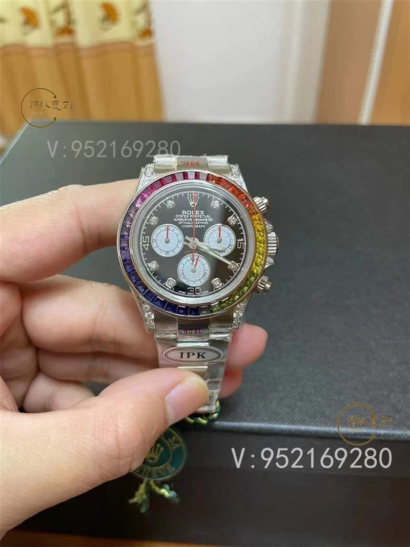 IPK廠(chǎng)勞力士4130彩虹迪后鑲鉆復(fù)刻版本做的怎么樣,值得入手嗎-復(fù)刻表